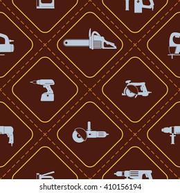 Seamless background with power tools icons for your design