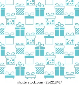 Seamless background of presents boxes. Vector illustration