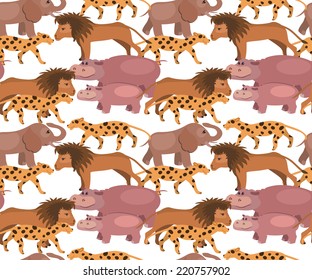 Seamless background with pretty jungle  animals