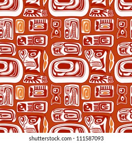 seamless a background - primitive figures of ancient Indians of southern America a vector