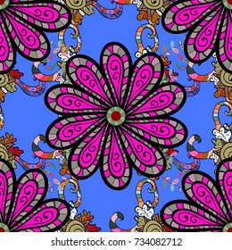 Seamless background. For print on fabric, textiles, wallpaper. Vector. Vector illustration. Vintage retro style. Cute floral pattern with buds flowers.