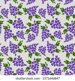 seamless background for printing lilac flowers on light background