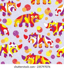 Seamless background with psychedeli crhino. EPS10 vector file organized in layers for easy editing.