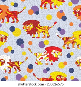 Seamless background with psychedeli lion. EPS10 vector file organized in layers for easy editing.