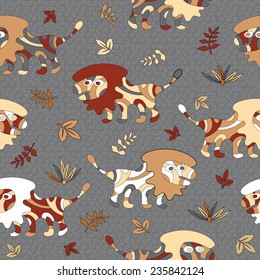 Seamless background with psychedeli lion. EPS10 vector file organized in layers for easy editing.  