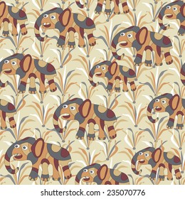 Seamless background with psychedelic elephants. EPS 10 vector file organized in layers for easy editing.