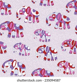 Seamless background with psychedelic elephants. EPS-10 vector file organized in layers for easy editing.