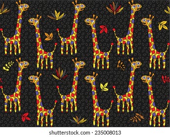 Seamless background with psychedelic giraffes. EPS 10 vector file organized in layers for easy editing.
