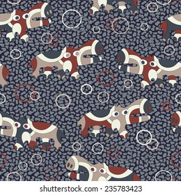 Seamless background with psychedelic hippos. EPS10 vector file organized in layers for easy editing.
