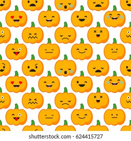 Seamless background with Pumpkin emotions. Vector illustration.
