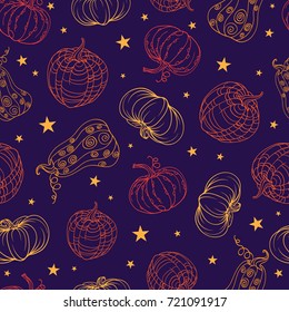 Seamless background of pumpkins