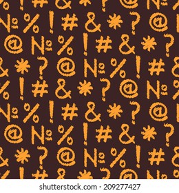 seamless background with punctuation marks and computer keyboard symbols