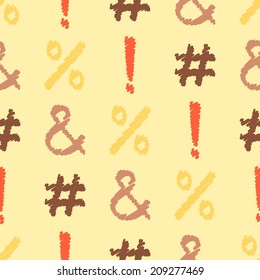 seamless background with punctuation marks and computer keyboard symbols