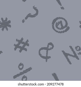 seamless background with punctuation marks and computer keyboard symbols