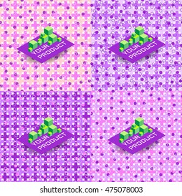 Seamless background of purple cross and circle pattern for product presentation. Basis for display of goods. Vector