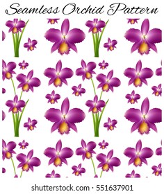 Seamless background with purple orchid illustration