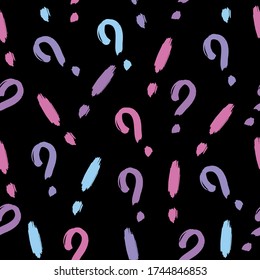 Seamless background with question and exclamation signs. Vector illustration for fabric, cards, invitations, wrapping paper. Abstract vector.
