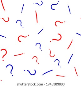 Seamless background with question and exclamation signs. Vector illustration