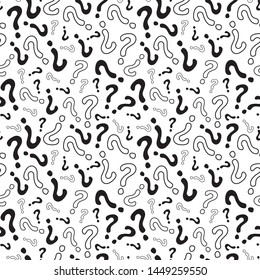 Seamless background with question marks. Monochrome.