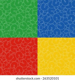 Seamless Background of Questions Mark. Help Symbol. Set of Backgrounds in Yellow, Red, Blue, and Green Color