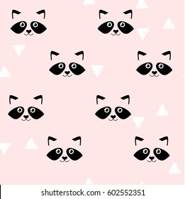 Seamless background with raccoon muzzles.