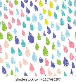 Seamless background with rain drops in pastel colors.