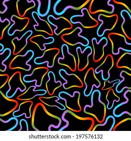 Seamless background with rainbow doodle outlines