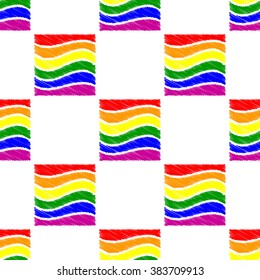 Seamless background with Rainbow flag for your design