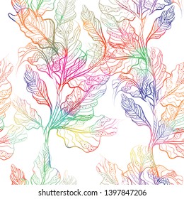 seamless background with rainbow leaves. Vector illustration