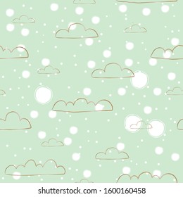 Seamless background with raining clouds on white background. Vector Illustration