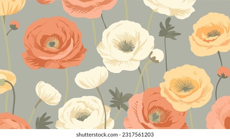 fondo ininterrumpido con flor ranunculus 016