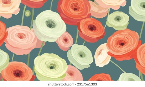 seamless background with ranunculus flower 017