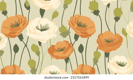 nahtloser Hintergrund mit Ranunculus-Blume 025
