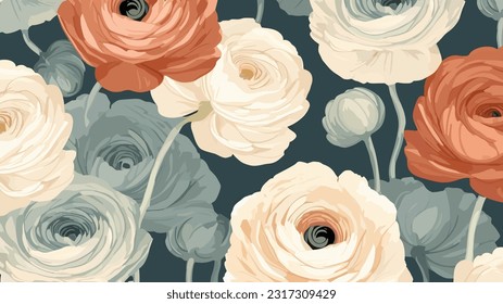 seamless background with ranunculus flower 04