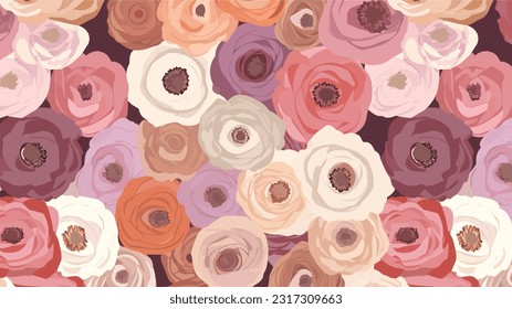 seamless background with ranunculus flower 06