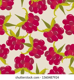 Seamless background with raspberries.