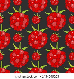 Seamless Background With Raspberries, Vector Image Ready For Your Design, Greeting Card