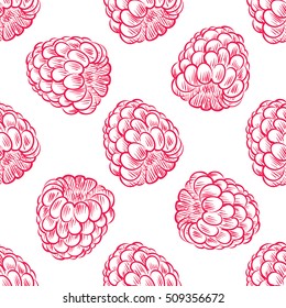 Seamless background with raspberries, vector image, eps8