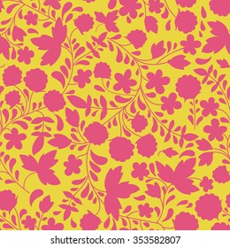 Seamless background with raspberry. Vector illustration. the silhouette of the plants