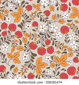 Seamless background with raspberry. Vector illustration.