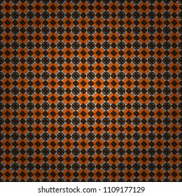 Seamless background. Raster illustration. Maximal element tiles geometric seamless pattern in brown, blue and black colors.