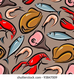 seamless background with raw food