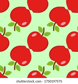 Seamless background of red apple. Vector illustration.