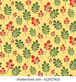Seamless background of red berries. Cute pattern.