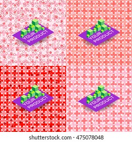Seamless background of red cross and circle pattern for product presentation. Basis for display of goods. Vector