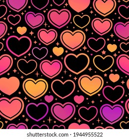 seamless background of red different hearts