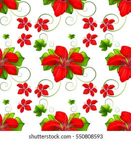 Fondo sin igual con ilustración de flores rojas