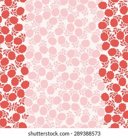 Seamless background with red flowers. Retro Invitation or wedding card with elegant floral elements