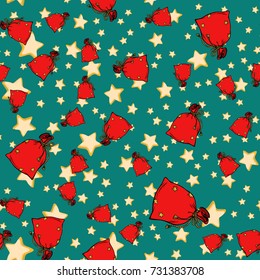 seamless background with red gift Santa sack