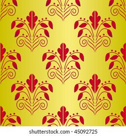 Seamless background of red and gold. Vector illustration